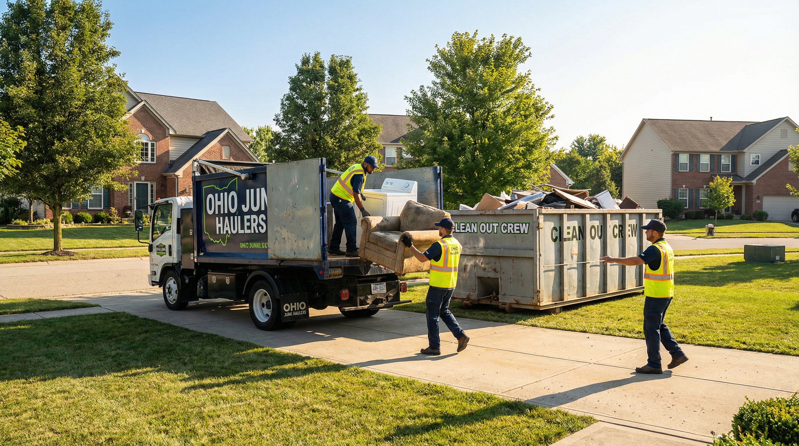 JunkIT Dayton junk removal truck on a residential job site